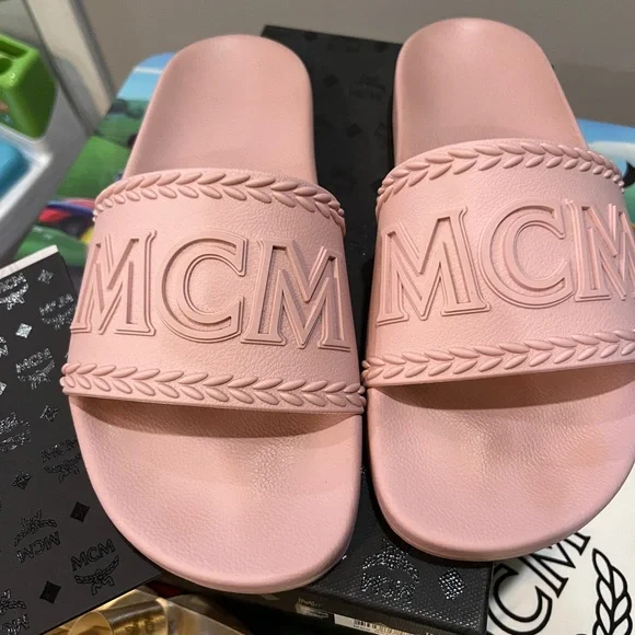 Woman Mcm Logo Slides MCM Shoes Mcm Womens Big Logo Slides Poshmark